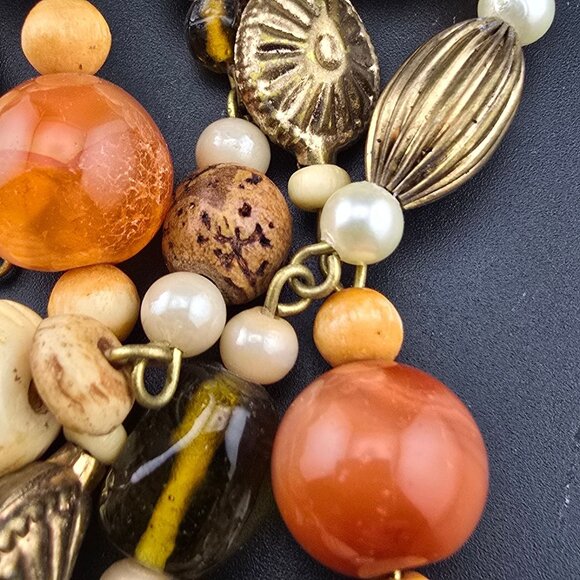 Vintage Double Strand Multicolor Beggars Beads Necklace 36" Opera Boho - Picture 5 of 8